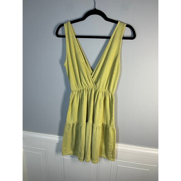 Caution to the Wind, Sz. Small, Butter Yellow Tiered Dress, Terrycloth, Vacation - Picture 4 of 5